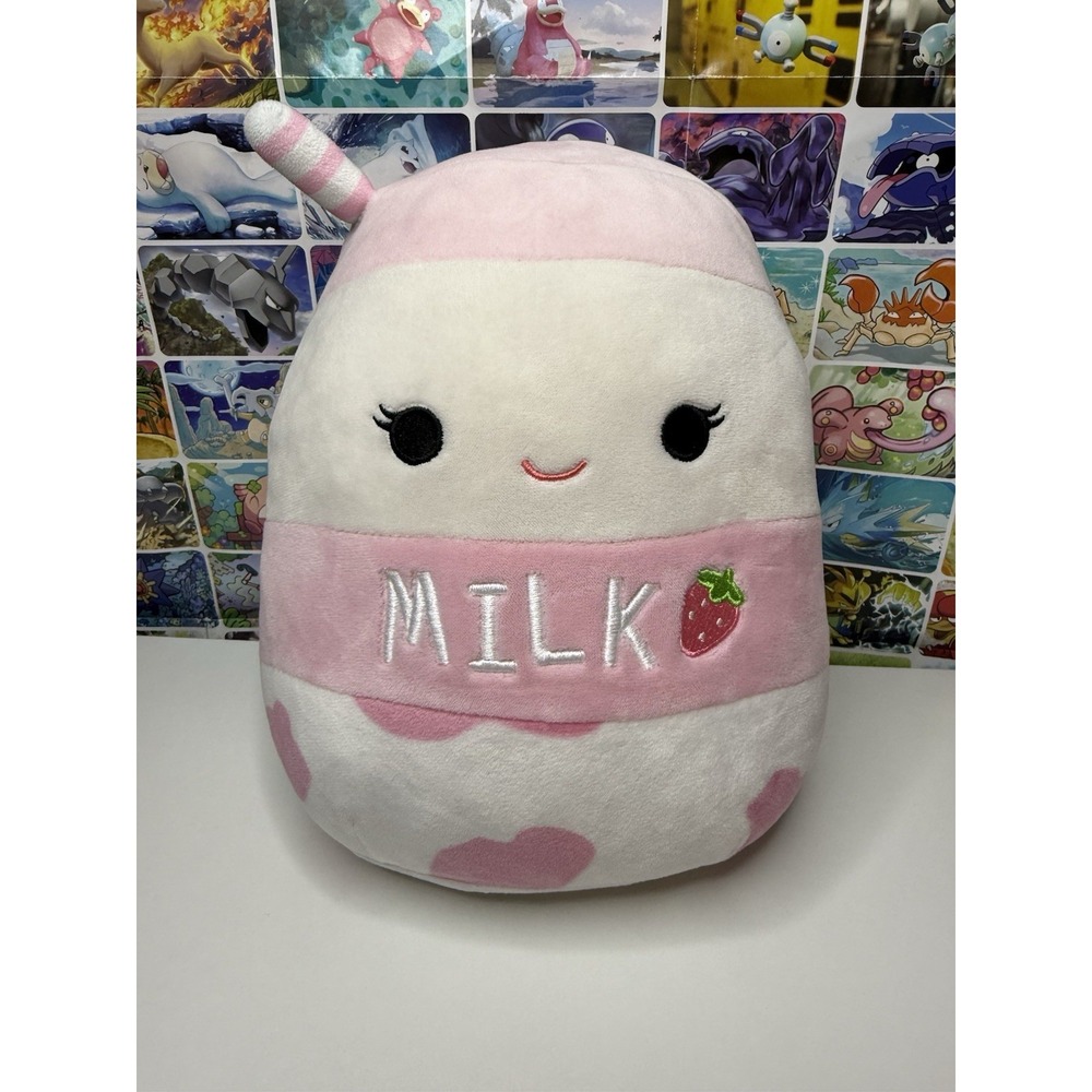 Squishmallows Amelie Strawberry Milk Plush 9" Pink Kawaii Stuffed Animal‎